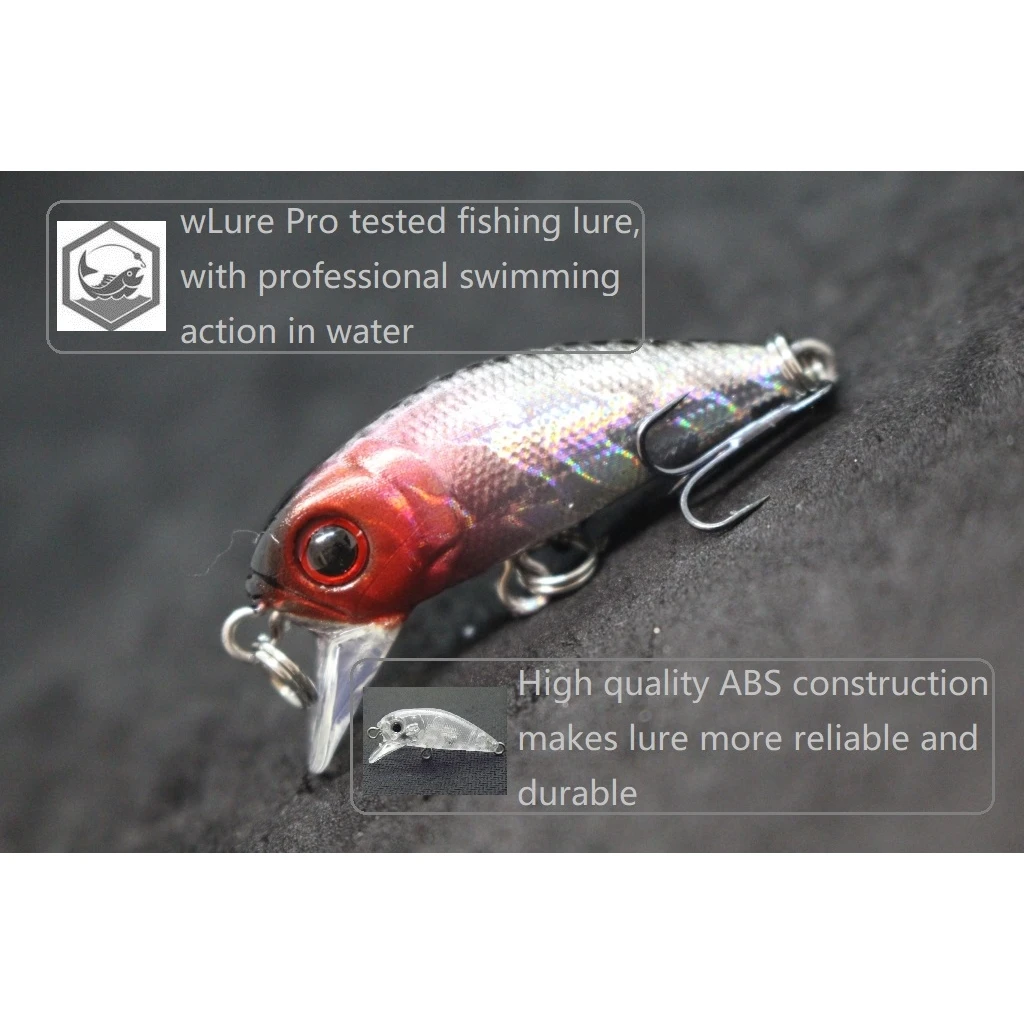 WLure Crankbait 4cm 2,5g carpa Wobbler señuelo de pesca pesca con mosca agua dulce cebo duro hundimiento Jerkbait 8 #   Ganchos Cebo para insectos C617 - imagen 4