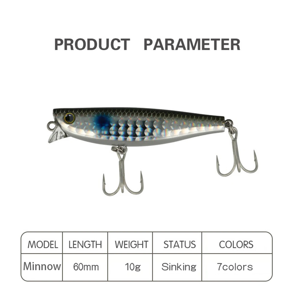 Señuelo de pesca de 6cm y 10g, cebo Artificial para pececillos, Wobbler, largo, hundimiento, curricán, Jerkbait, Swimbait, Culter, Alburnus, Bass Bait