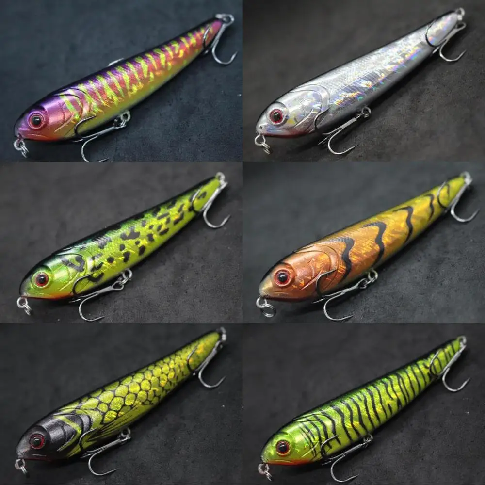 WLure-señuelo de pesca Topwater Popper para caminar, cebo flotante de acción en ZigZag de fundición larga de 10cm y 18g, ojos duros 3D W635 - imagen 4