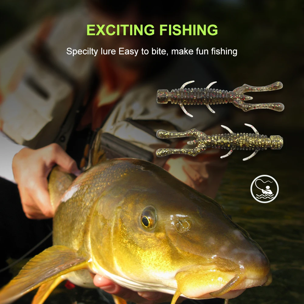 KESFISHING-señuelo de Pesca de camarones, cebo Artificial de silicona suave, doble Color, aroma de camarón flotante, 2,4 pulgadas - imagen 5