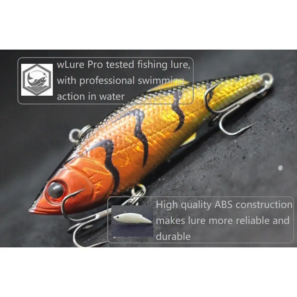 WLure-señuelo de pesca sin brillo, cebo Crankbait VIB 7cm 9g, apretado, hundimiento, pesca de fondo con recuperación rápida y sacudida #6 anzuelos L536 - imagen 4