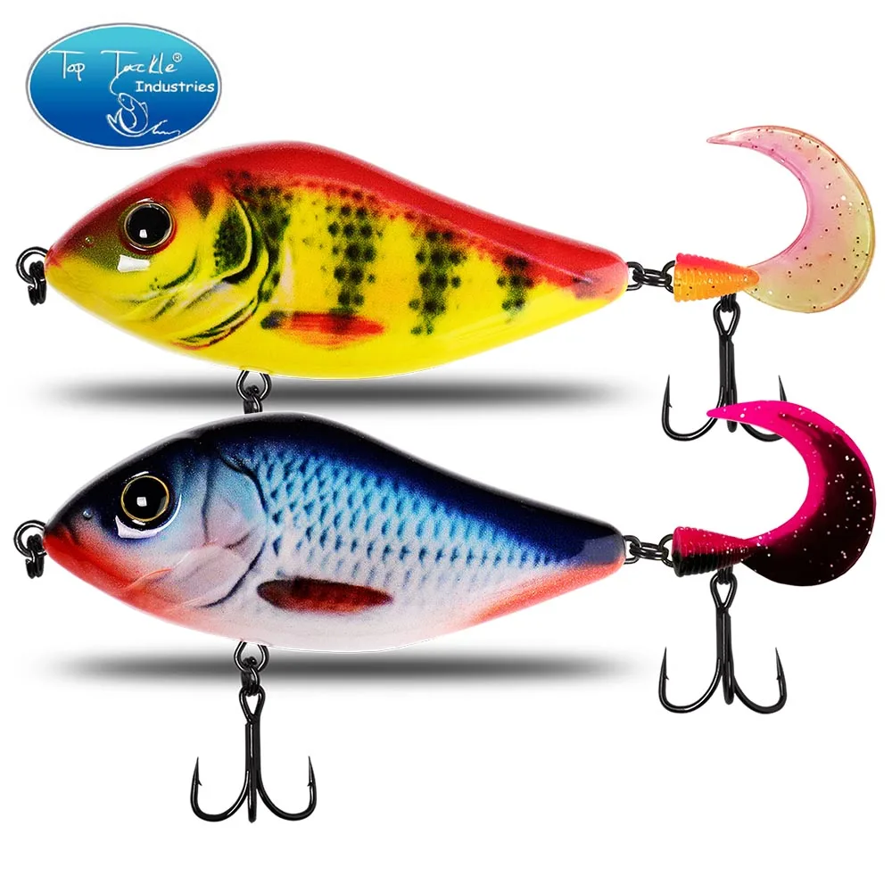Señuelo de Pesca Jerk de hundimiento lento, cola suave de 60mm, 80mm, 100mm para Lucio, Pesca, lubina, nuevo aparejo caliente, anzuelos de calidad almiñosa