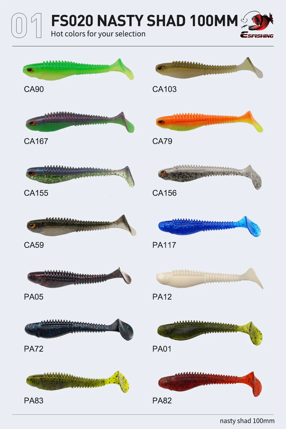 KESFISHING Nasty Shad 4 "T Tail Swimbait mejor calidad ojos 3D Pesca cebos blandos de silicona Artificial para Lucio Señuelos de Pesca de lubina - imagen 5