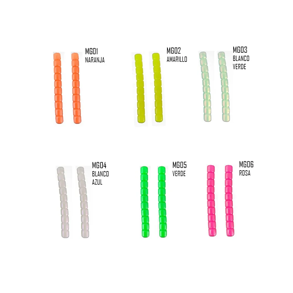 Stick ADC Glow 50mm precortados 5mm en 5mm acavado glow se cargan con la luz del dia o una luz uv perfectos para la noche lubina,mabre,sargo,palometa .Linea atrayentes - imagen 3