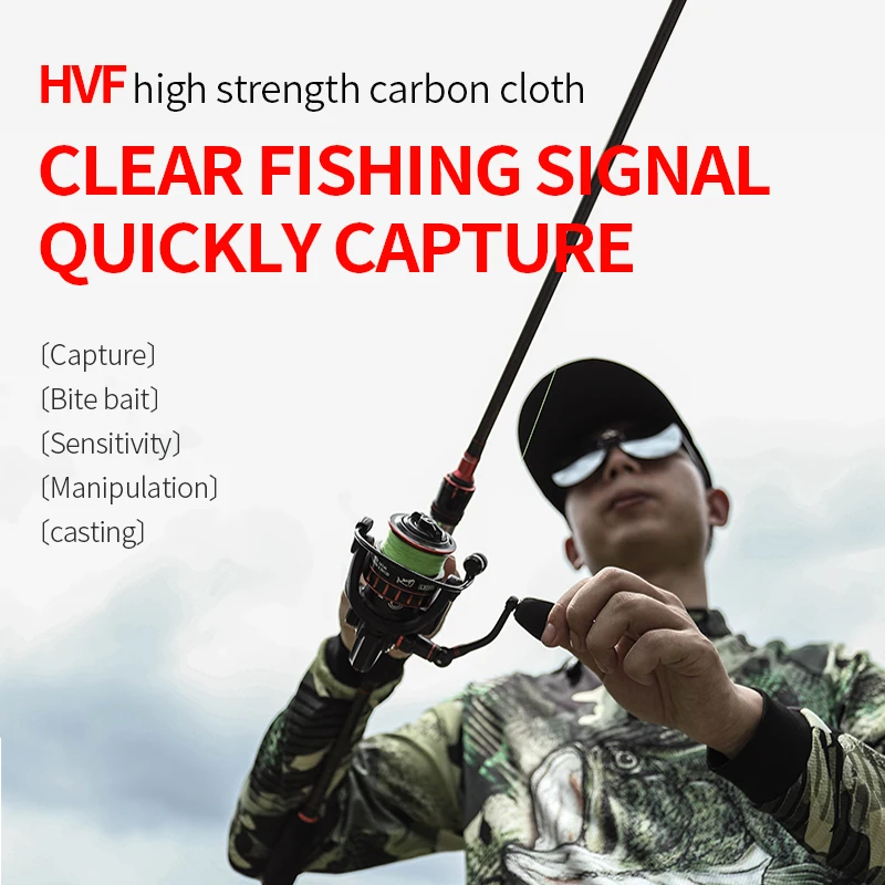 LINNHUE-caña de pescar giratoria, accesorio de Pesca de 2,1/2,4 m, arrastre 8kg, agarre EVA, señuelo M/MH, fibra de carbono, para Pesca de agua salada - imagen 2