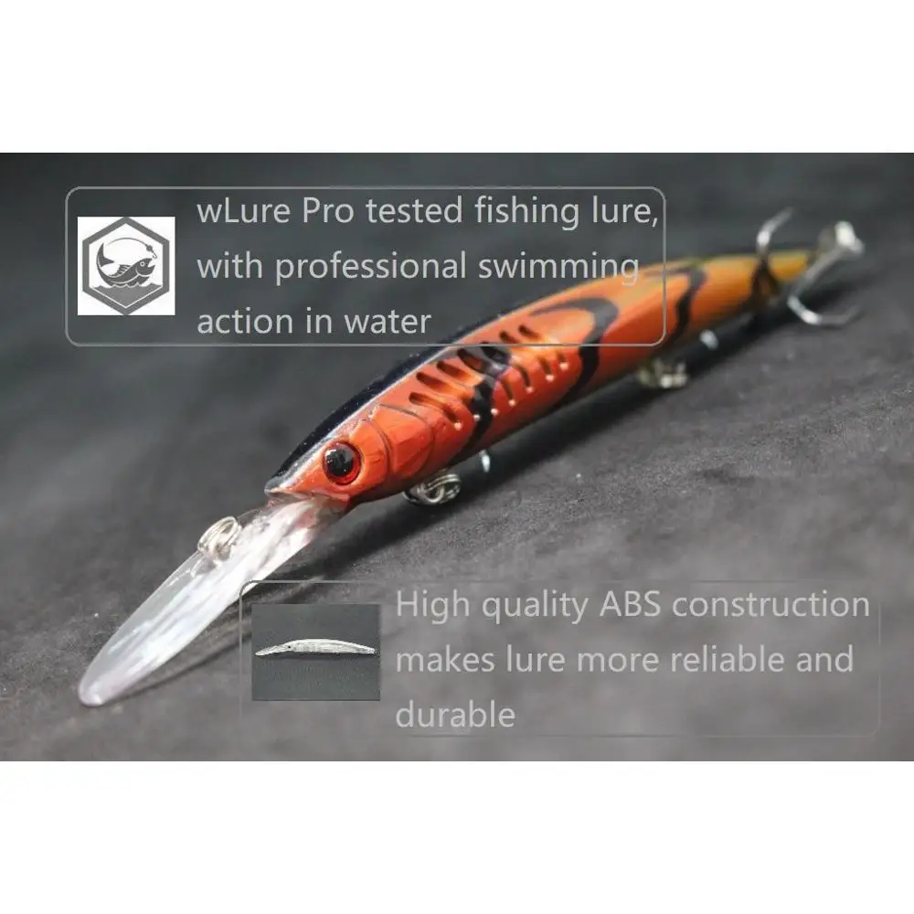 WLure Minnow-señuelo de pesca con ranuras para enmalle, 14g, 14cm, añade más peso del agua en la cabeza para cisterna, labio largo para capacidad de buceo profundo M650 - imagen 4