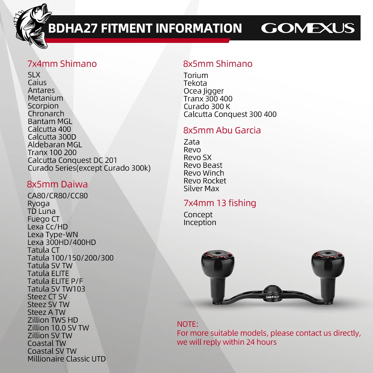 Mango de carrete Gomexus-Baitcasting, pesca en barco, 120 mm para Shimano, Tranx, Calcutta, Conquista, Daiwa, Tatula, Abu García, Tuning H - imagen 5