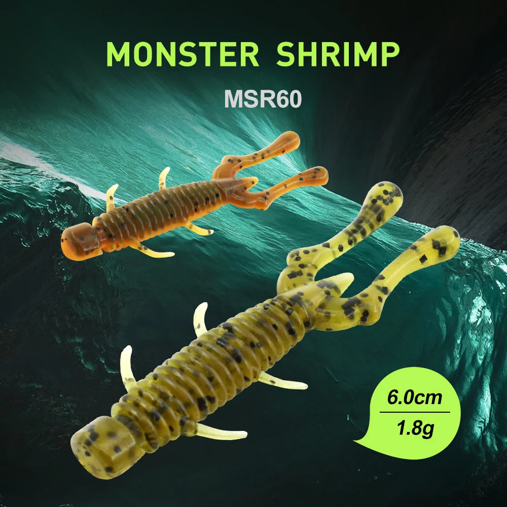 KESFISHING-señuelo de Pesca de camarones, cebo Artificial de silicona suave, doble Color, aroma de camarón flotante, 2,4 pulgadas - imagen 2