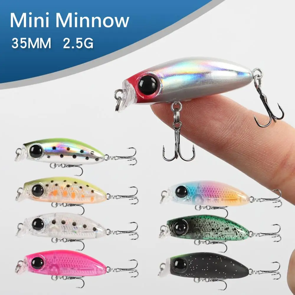 Señuelo de pesca de 3,5 cm y 2,5g, Mini Micro pececillo Wobbler, ojos 3D, señuelo oscilante para buceo, cebo para trucha, Jerkbait, cebo Artificial, cebo falso - imagen 3