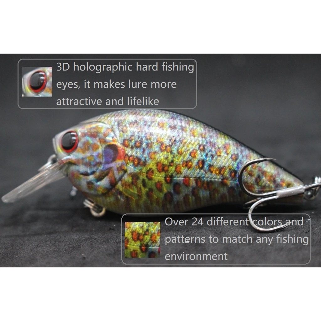 WLure-señuelo de pesca Wobbler Crankbait, 8cm, 14g, perfil gordo, cuadrado, sonido fuerte, aguas poco profundas, Pintura Realista ancha HC25 - imagen 3