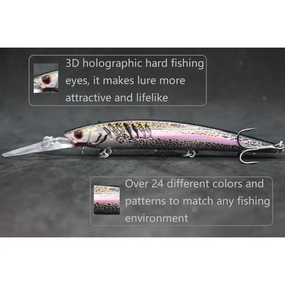 WLure Minnow-señuelo de pesca con ranuras para enmalle, 14g, 14cm, añade más peso del agua en la cabeza para cisterna, labio largo para capacidad de buceo profundo M650 - imagen 3