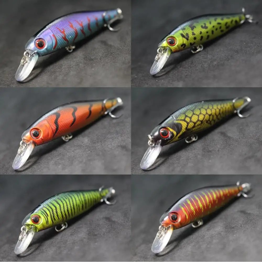 wLure Minnow Señuelo de pesca Jerkbait 9g 8cm 0,5 metros de profundidad 2 níquel negro # 8 Ganchos Ojos Duros 3D M606 - imagen 5