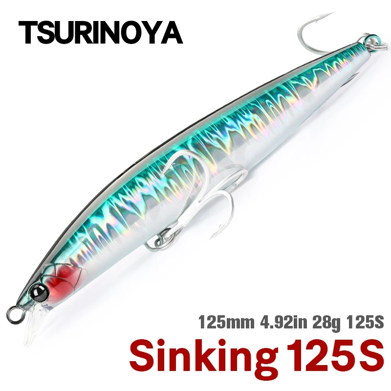 TSURINOYA 125S señuelo de pesca de fundición ultralargo Stinger 125mm 28g cebos duros artificiales de agua salada de pececillo hundido de alta resistencia