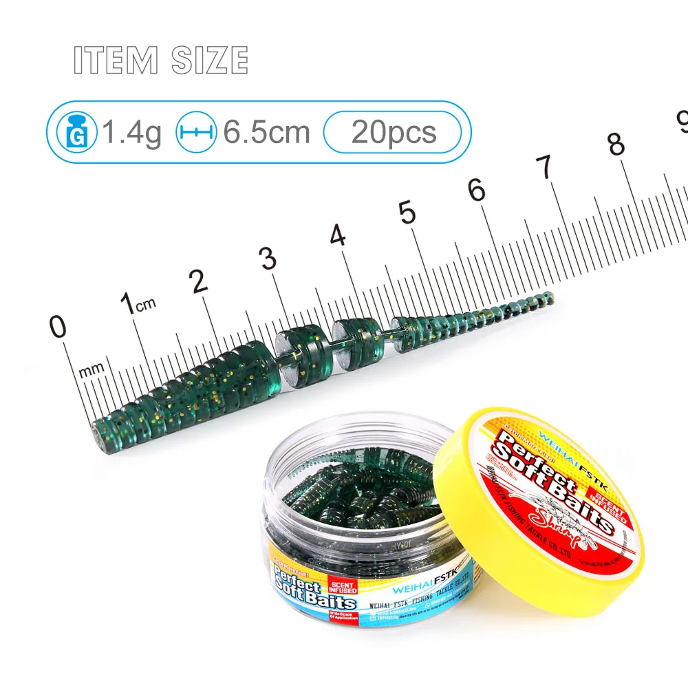 FSTK Wobblers Shad carpa cebo suave 6,5 cm 20 piezas lubina Pike Señuelos de Pesca cebos artificiales aparejos depredadores señuelo de plástico Pesca - imagen 3