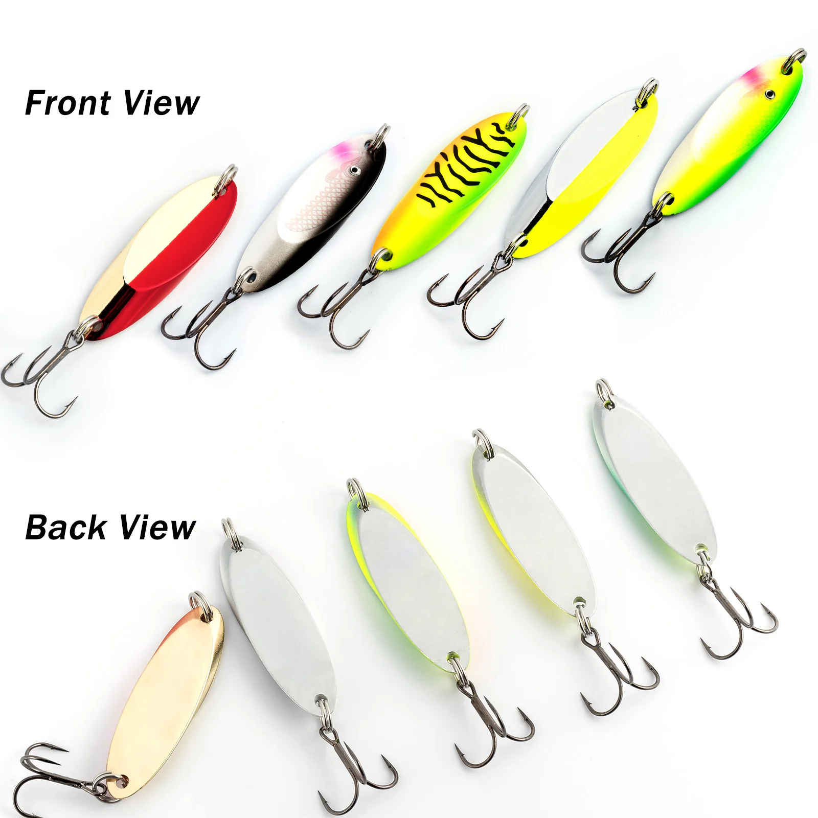 Señuelo de pesca con cuchara de Metal de 5 piezas, cebo duro de fundición larga para pesca vertical, para agua salada, trucha, pez azul, 3,5g-21g - imagen 2