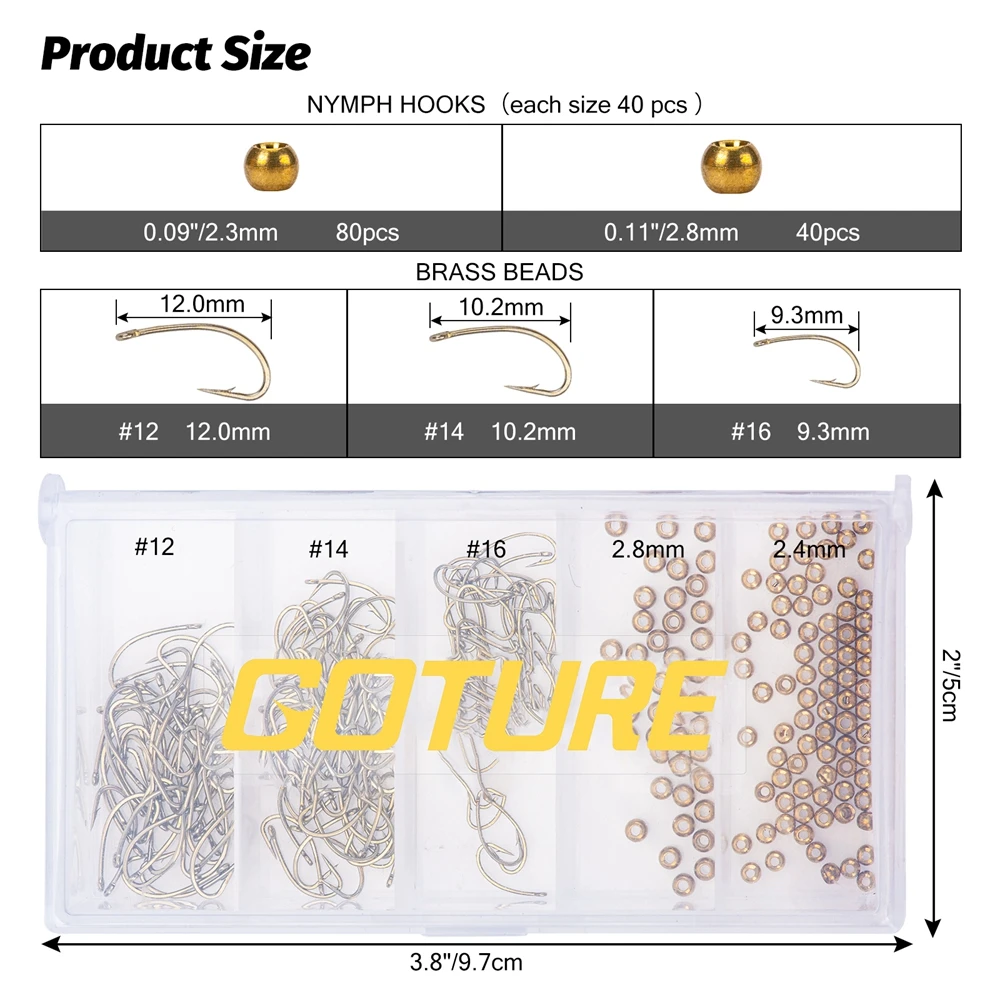 Goture-Juego de anzuelos de pesca de acero al carbono, anzuelos de pesca con mosca, con púas, accesorios de aparejos de mar con caja - imagen 5