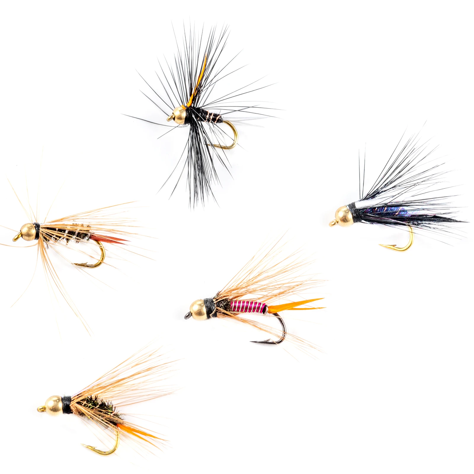 Goture 5 uds ninfas Scud insecto gusano moscas con anzuelo de púas pesca de trucha señuelo con mosca cebo cabeza de cuentas de latón Señuelos de pesca de hundimiento rápido - imagen 4