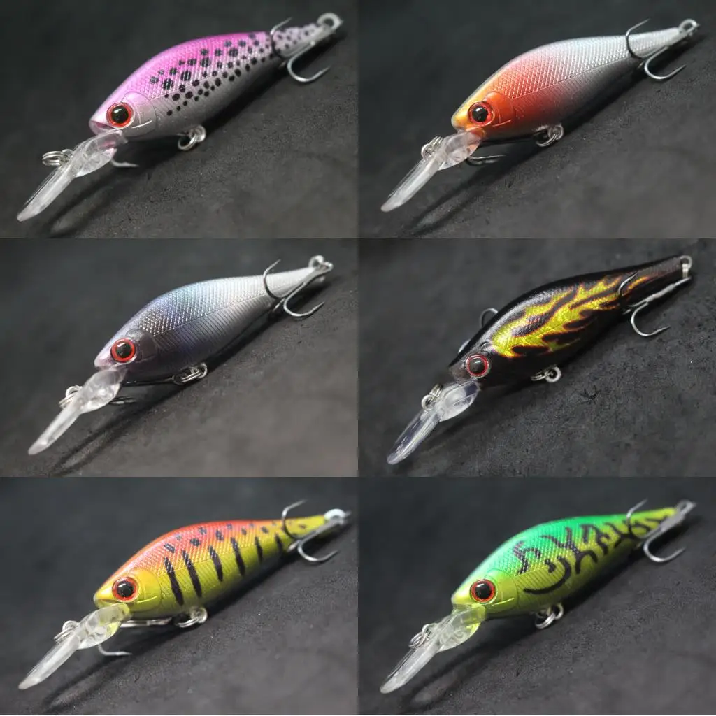 WLure Wobbler Minnow Crankbait Señuelos de pesca 7,5 g 8,5 cm 2 metros de profundidad de buceo flotante lentamente con 2 # 8 Ganchos Musky M515 - imagen 5
