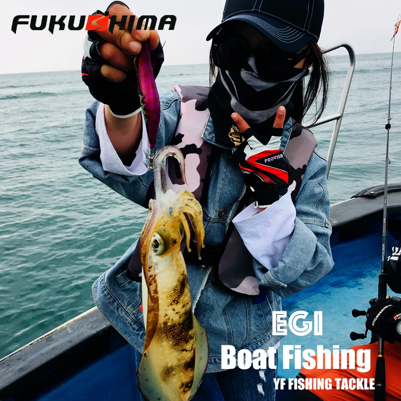 FUKUSHIMA 3,5 calamar JIGS GLOW EGI señuelo pesca de madera SHRIMP BAIT SHARP ganchos 21 gramos corte octopus barco y pesca en roca - imagen 2