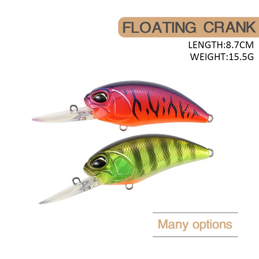 Señuelo de pesca Crankbait Wobbler de 8,7 cm y 15,5g, cebo duro Artificial, flotante, para lubina - imagen 2