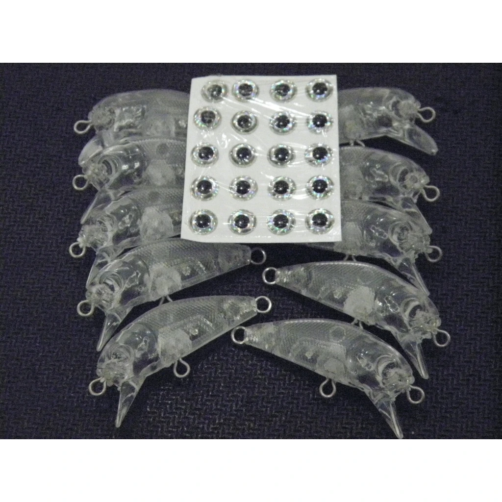 WLure-cuerpos de señuelos de pesca de 4cm, carpas que se hunden, sin pintar, en blanco, 10 por juego, vienen con ojos, Crankbait de agua dulce UPC617 - imagen 3