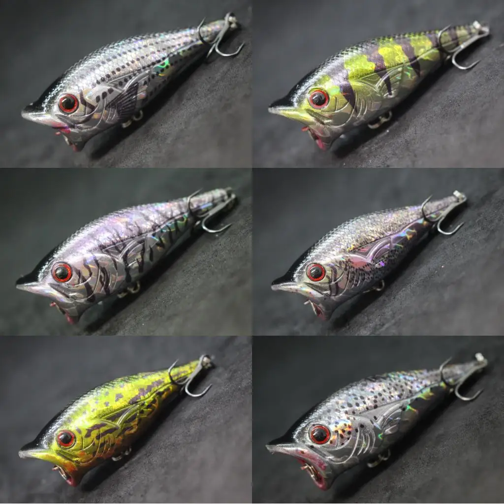 WLure-señuelo de pesca Popper Topwater, 6cm, 10,5g, Zigzag, para caminar, boca abierta grande, hace más salpicaduras de agua, agua dulce T626