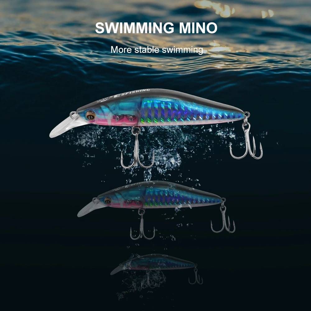 ESFISHING leurre Souple señuelo de pesca que se hunde Minnow Super Natural 80mm 12g cebo Wobbler para anzuelo de pescado profesional acción perfecta - imagen 5