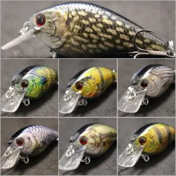 WLure-señuelo de pesca Crankbait, 7cm, 10g, factura cuadrada pequeña, modelo 1,5, Wobbler ancho, flotante lento, pintura RealLife, anzuelos mejorados HC15