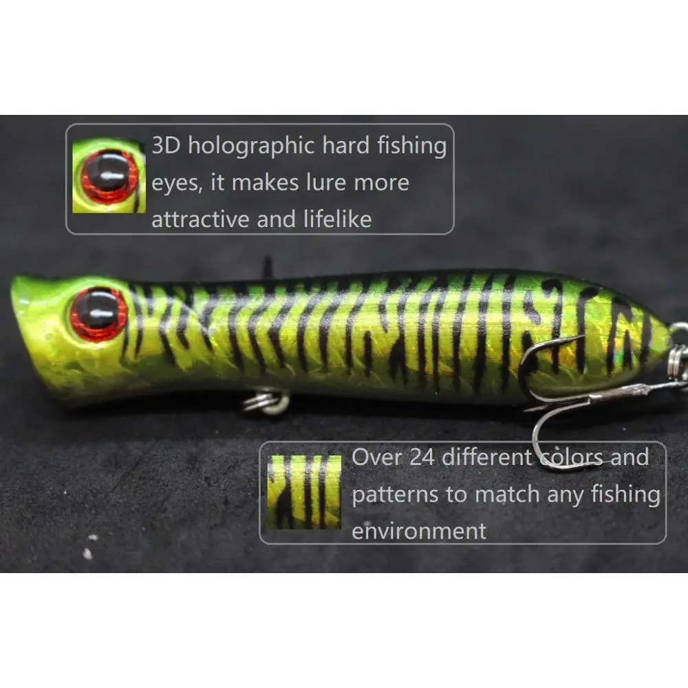 WLure-señuelo de pesca Topwater Popper, 8cm, 12g, Crankbait, carpa, Mosca, agua dulce, cebo de insectos de mar, señuelo falso, pesca de hielo, T683 - imagen 2
