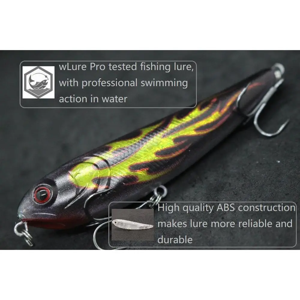 WLure-señuelo de pesca Topwater Popper para caminar, cebo flotante de acción en ZigZag de fundición larga de 10cm y 18g, ojos duros 3D W635 - imagen 3