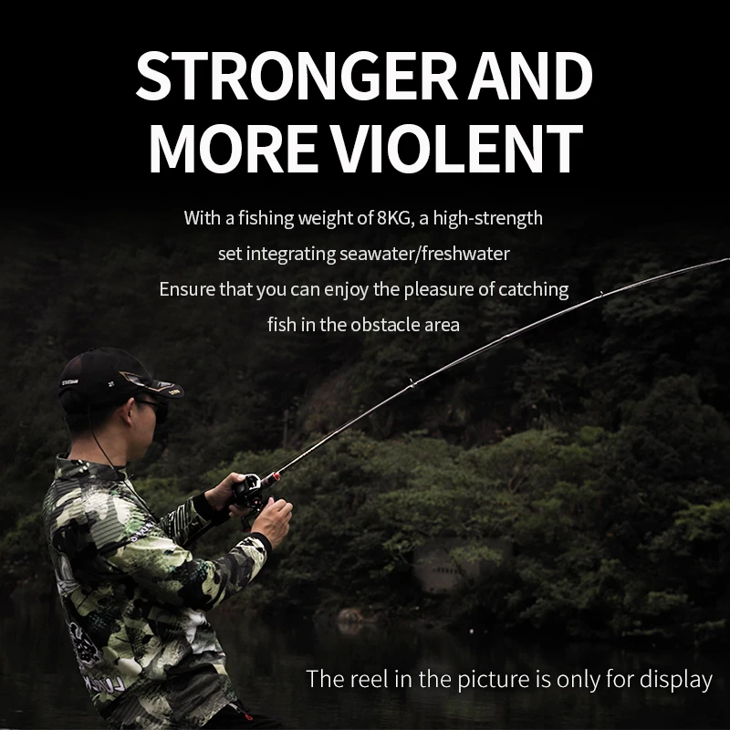 LINNHUE-caña de pescar giratoria, accesorio de Pesca de 2,1/2,4 m, arrastre 8kg, agarre EVA, señuelo M/MH, fibra de carbono, para Pesca de agua salada - imagen 4