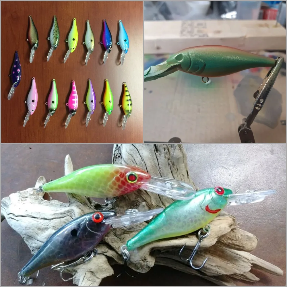 WLure-señuelo de buzo de profundidad media de 9,5 cm, anzuelo pequeño sin pintar, 10 por juego, ojos aleatorios para señuelo, fabricación DIY, UPC187 - imagen 5