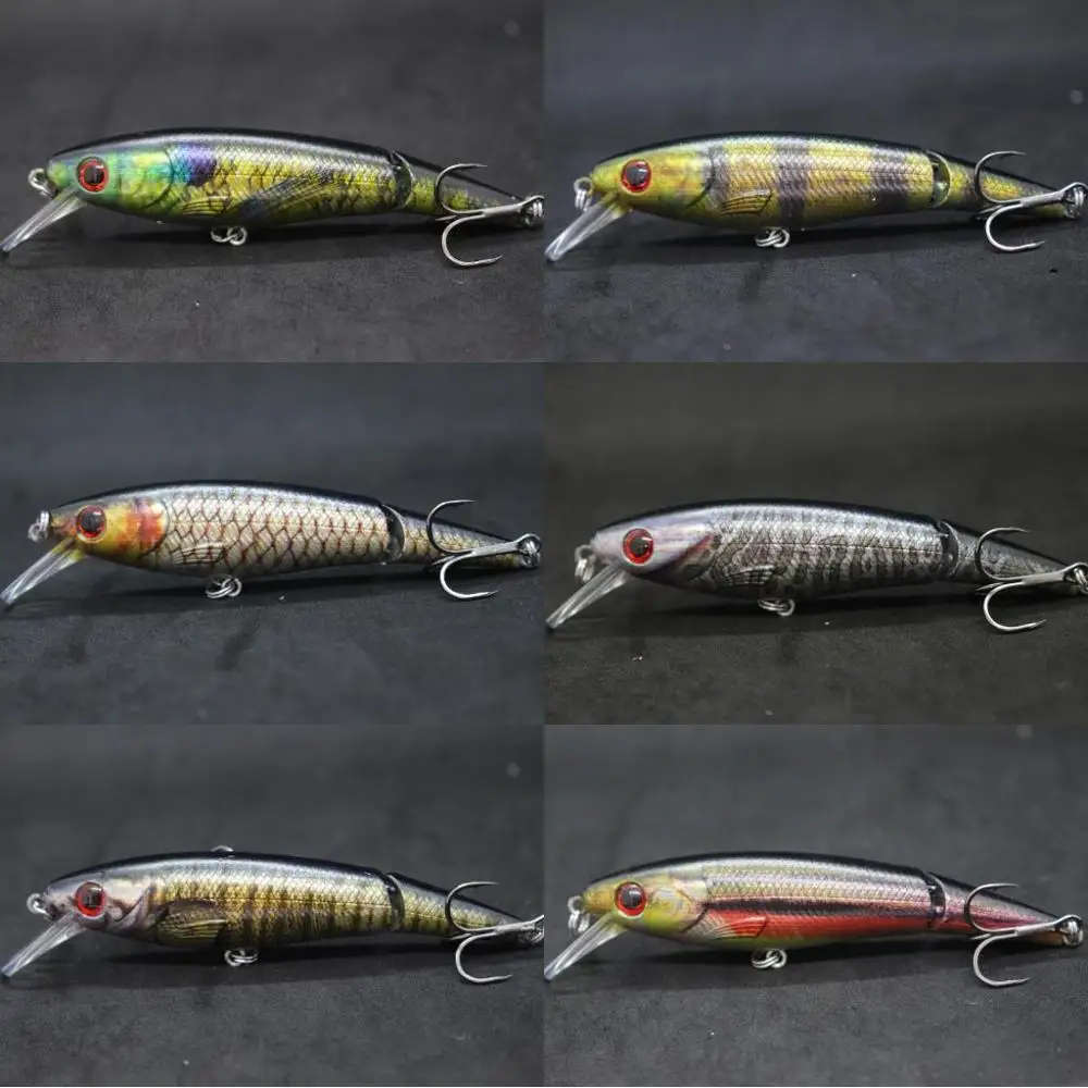WLure-señuelo de pesca de 10cm y 14g, anzuelos de hoja de corte con Minnow articulado, 2 segmentos, Wobbler apretado, hundimiento, pintura de piel real, HS652