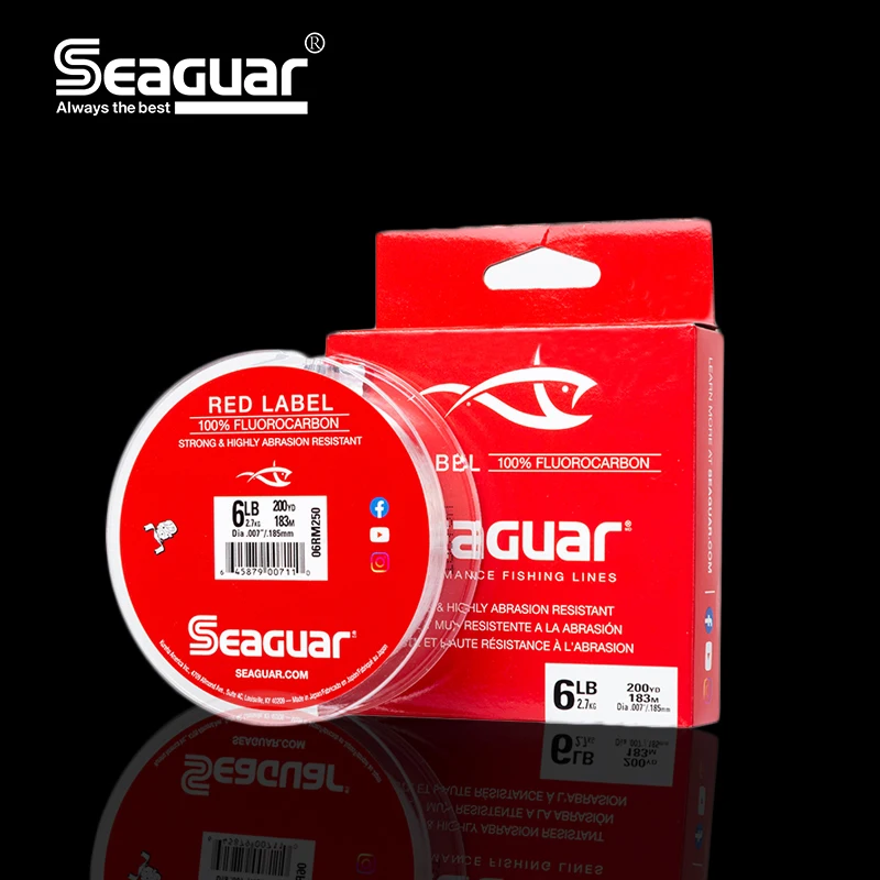 SEAGUAR-línea de pesca Original, etiqueta roja, 6LB-12LB, 100% líneas de pesca de fluorocarbono - imagen 5