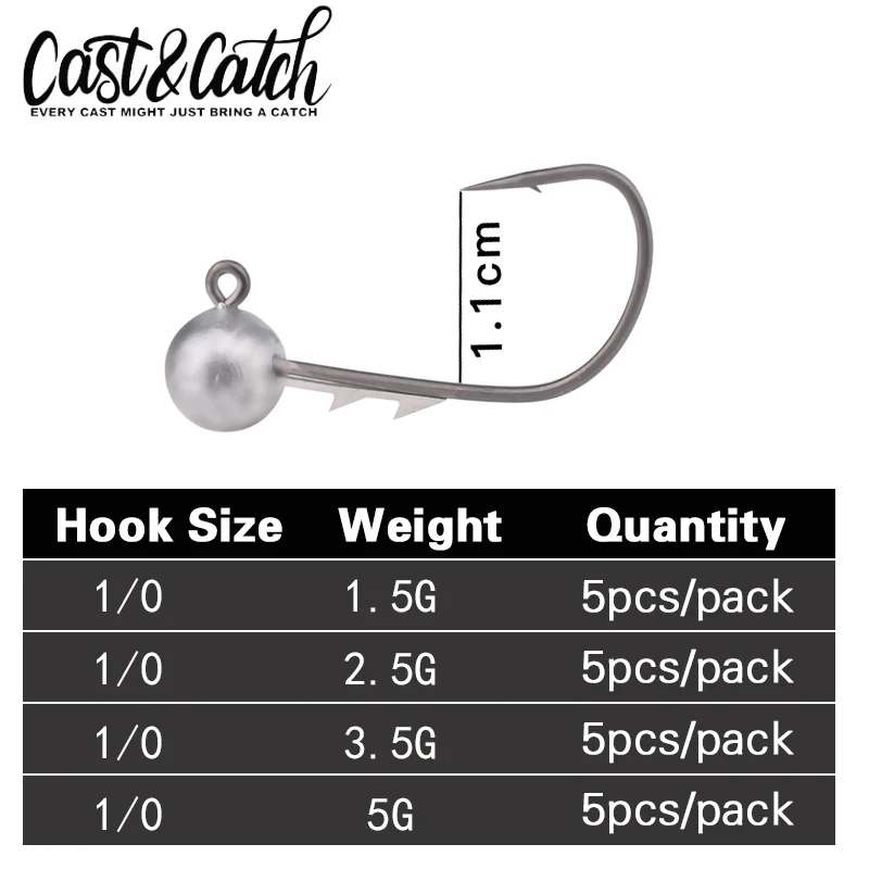 Cast & Catch Big Backstab Finesse Jig Head anzuelo de plomo Ned señuelo de pesca cebo suave anzuelo de púas anti-colgante - imagen 4