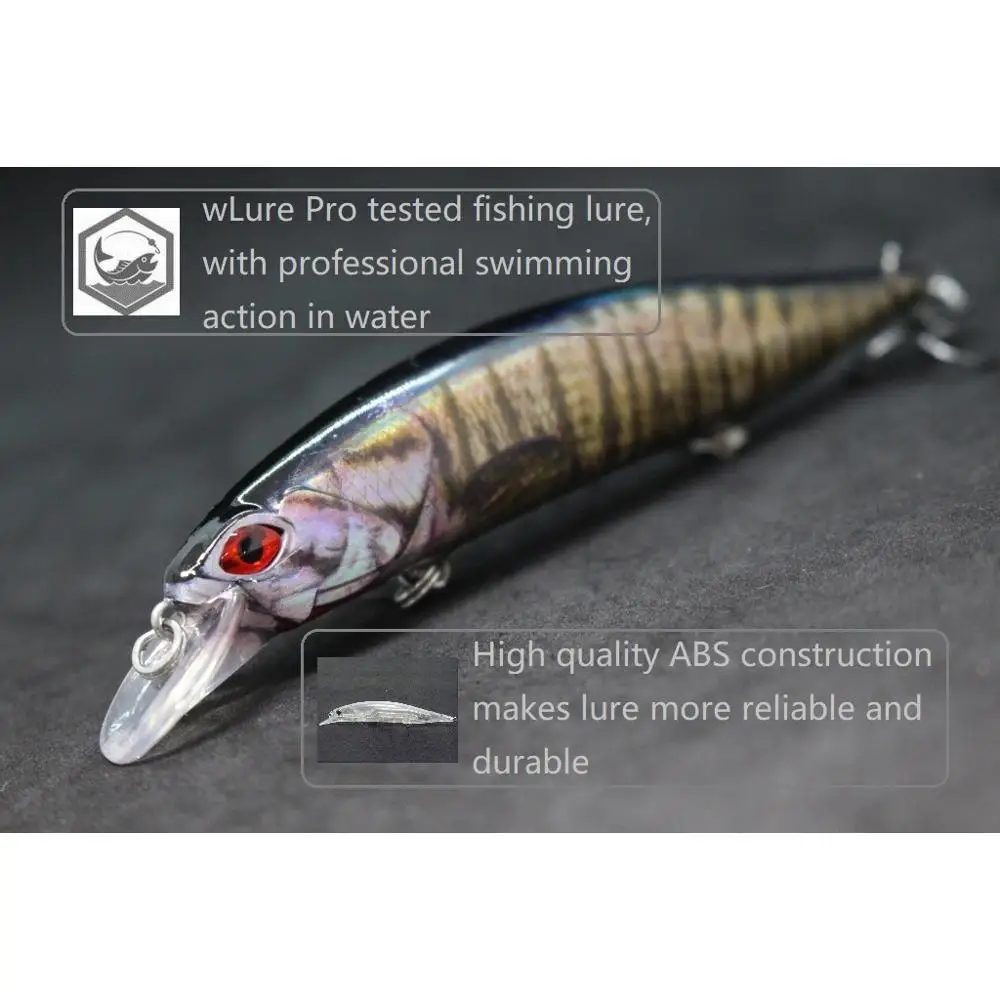 WLure-señuelo de pesca flotante lento, 20g, 13cm, Jerkbait, Pintura Realista, hoja de corte, anzuelos triples, transferencia de peso Minnow HM401
