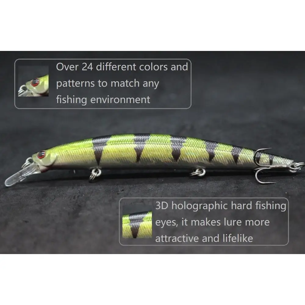 WLure Minnow-señuelo de pesca de 12,7 cm, 12,5g, cuentas largas y delgadas para correr en la parte inferior, 3 ganchos, Jerkbait de acción ajustada, flotante lento M672 - imagen 3