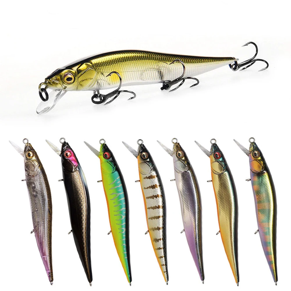 9,8 cm 10,5g Señuelos de Pesca flotante Minnow Wobbler cebo duro Artificial Jerkbait accesorios de pesca de agua de mar cebo de lubina MN678 - imagen 3