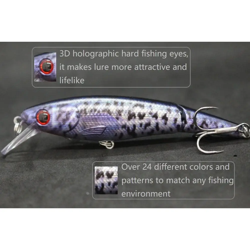 WLure-señuelo de pesca de 10cm y 14g, anzuelos de hoja de corte con Minnow articulado, 2 segmentos, Wobbler apretado, hundimiento, pintura de piel real, HS652