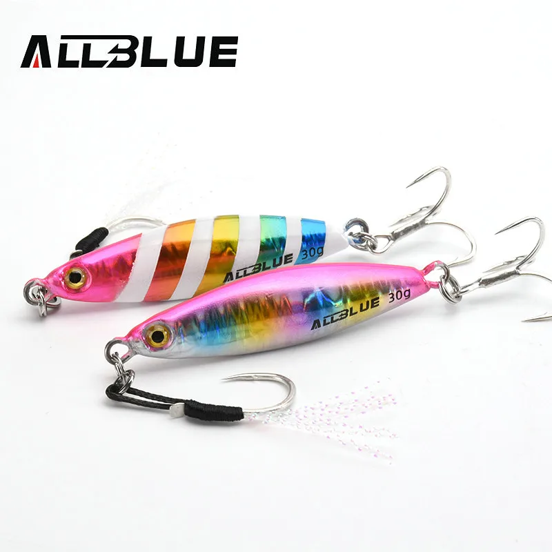 ALLBLUE-Plantilla de Metal fundido con husillo, 20G, 30G, 40G, cuchara de pesca Jigging, señuelo de pesca de lubina Artificial, aparejos giratorios - imagen 5