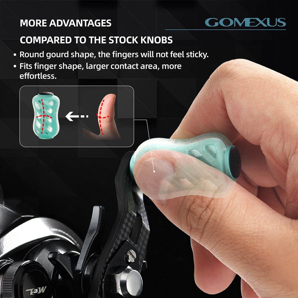 Gomexus-mango de carrete de carbono, 95mm, finura para Shimano, Bantam, Metanium, Daiwa, Steez, Abu Garcia, Okuma, Kastking, Baitcasting, DC-S20 - imagen 3