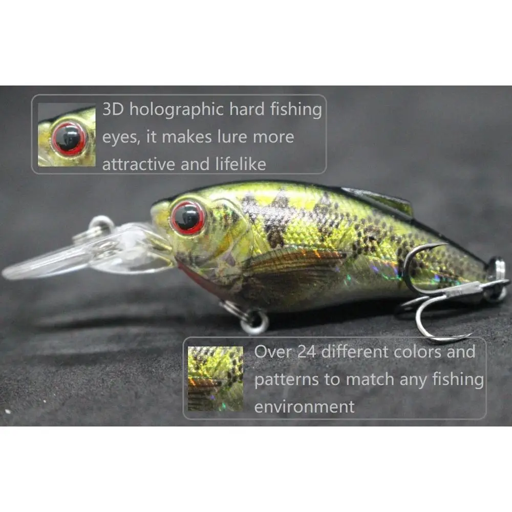 WLure-señuelo de pesca Crankbait, 9,4g, 7cm, fuerte traqueteo, medio buzo, Pintura Realista 2 #6, hoja de corte, gancho triple HC647 - imagen 2