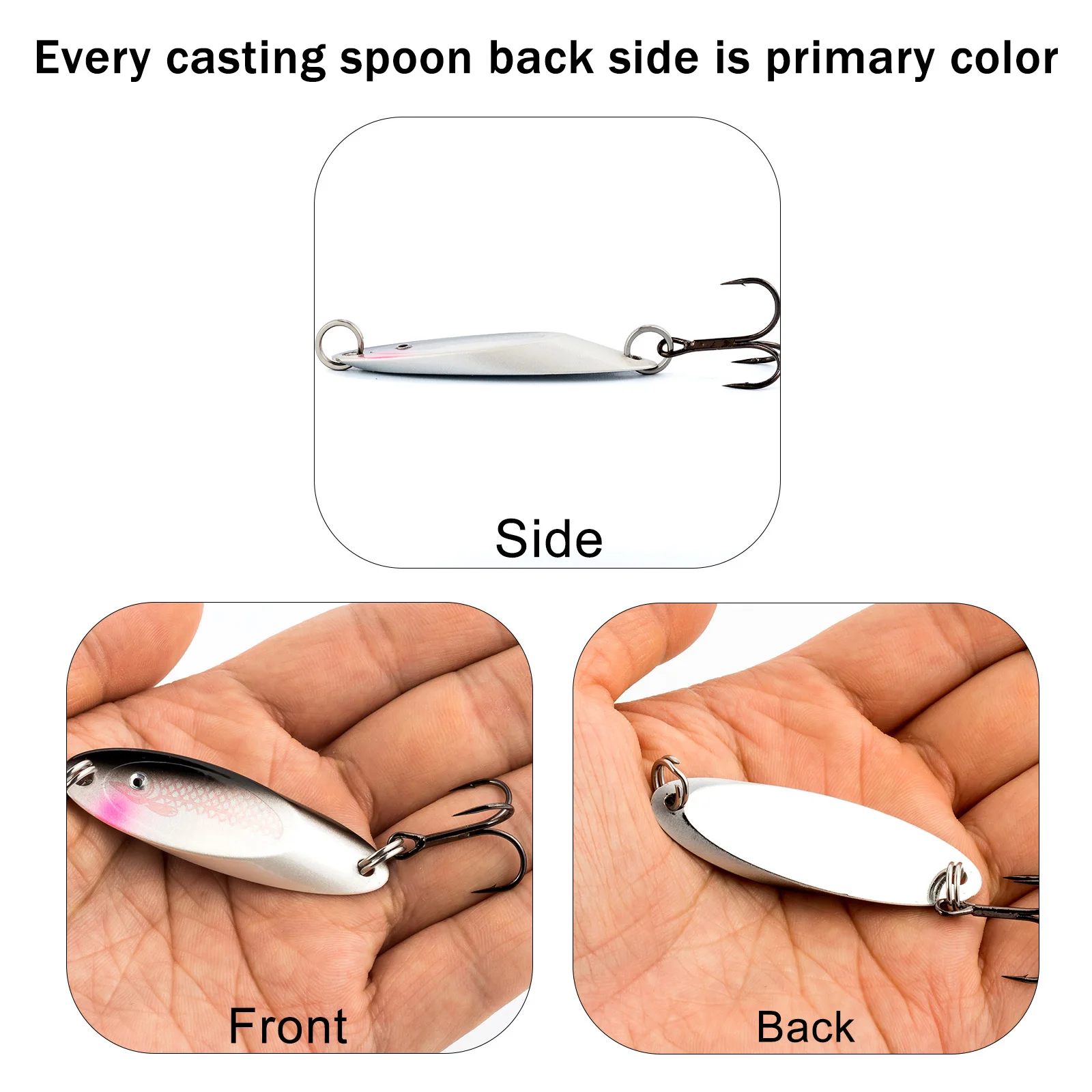 Señuelo de pesca con cuchara de Metal de 5 piezas, cebo duro de fundición larga para pesca vertical, para agua salada, trucha, pez azul, 3,5g-21g - imagen 3