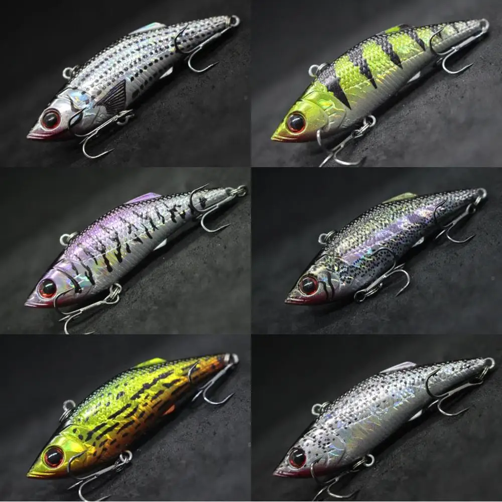 WLure-señuelo de pesca sin brillo, cebo Crankbait VIB 7cm 9g, apretado, hundimiento, pesca de fondo con recuperación rápida y sacudida #6 anzuelos L536 - imagen 5