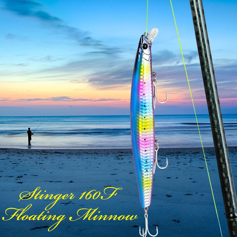 TSURINOYA 163mm 31g flotante Minnow STINGER 160F señuelo de pesca de agua salada cebos duros de fundición ultralarga 500G cebos grandes - imagen 5