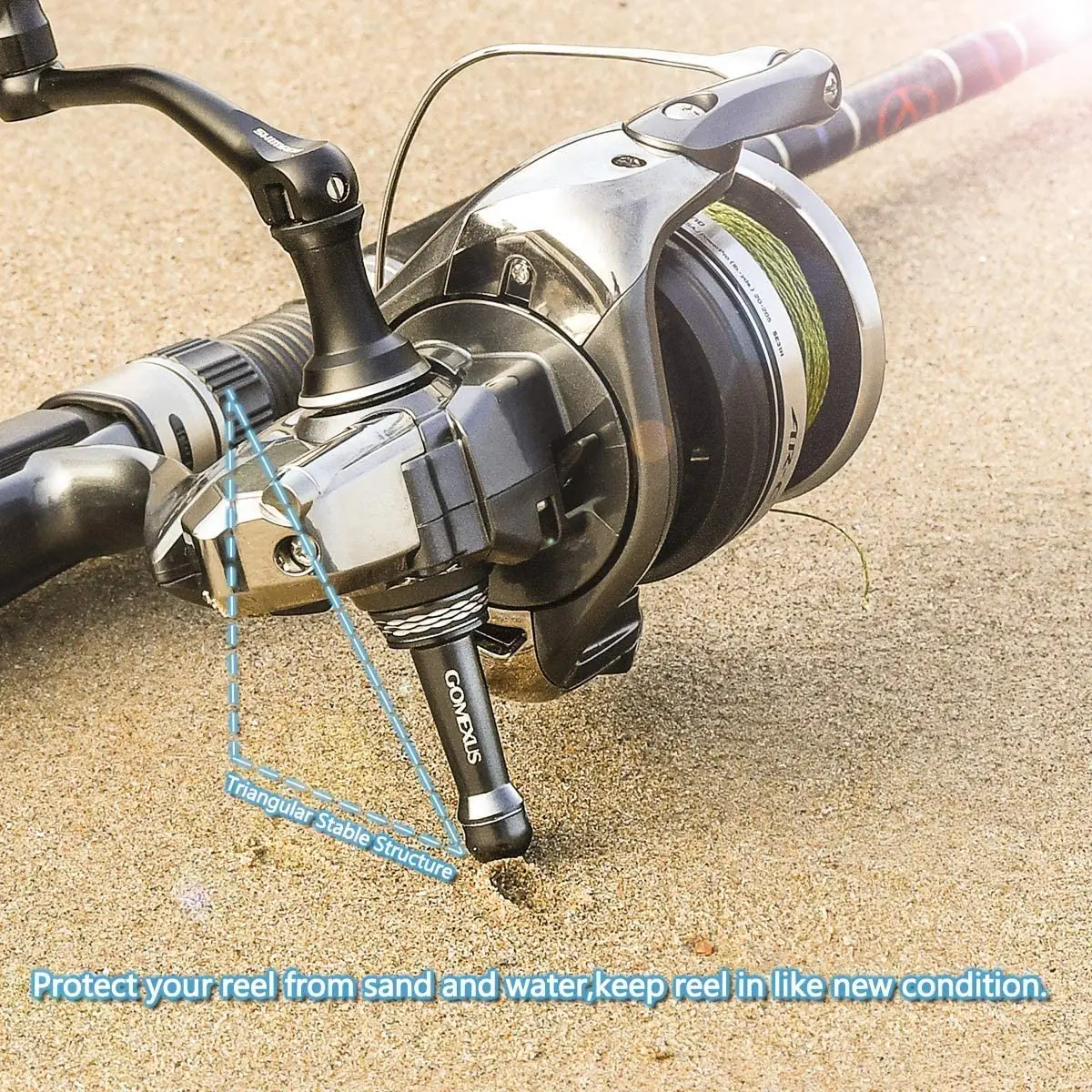 Gomexus Soporte Antirayaduras de Carrete R1 para Shimano Stradic FL Stella Daiwa Luvias 19 Certate LT 1000 - 4000 Spinning Reel Stand Metal 42mm porta carretes pesca soporte cañas de pescar material de pesca - imagen 4