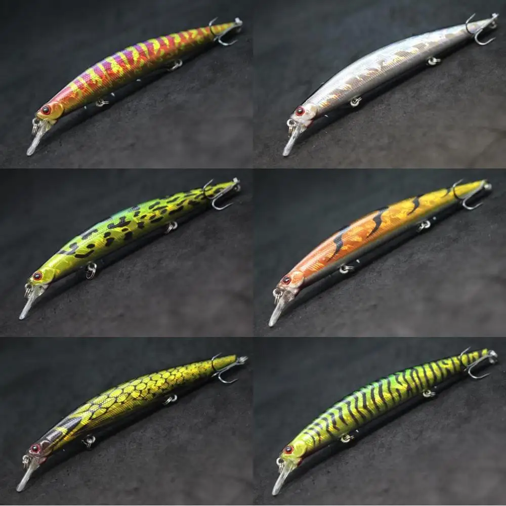 WLure Minnow-señuelo de pesca de 12,7 cm, 12,5g, cuentas largas y delgadas para correr en la parte inferior, 3 ganchos, Jerkbait de acción ajustada, flotante lento M672 - imagen 5