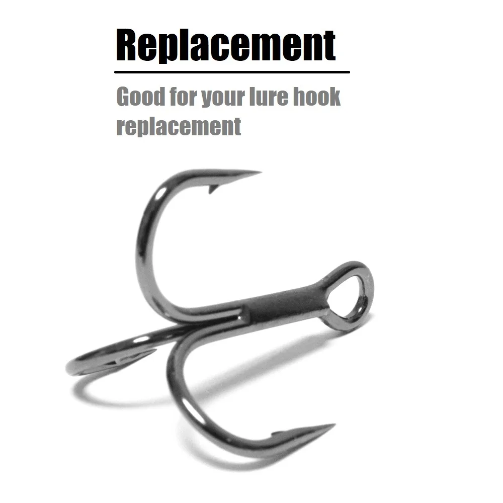 4X Strong Size #6 #4 #2 1/0 Black Nickle Round Bend Needle Point Forged High Quality Treble Fishing Hooks FH87HP30 - imagen 4