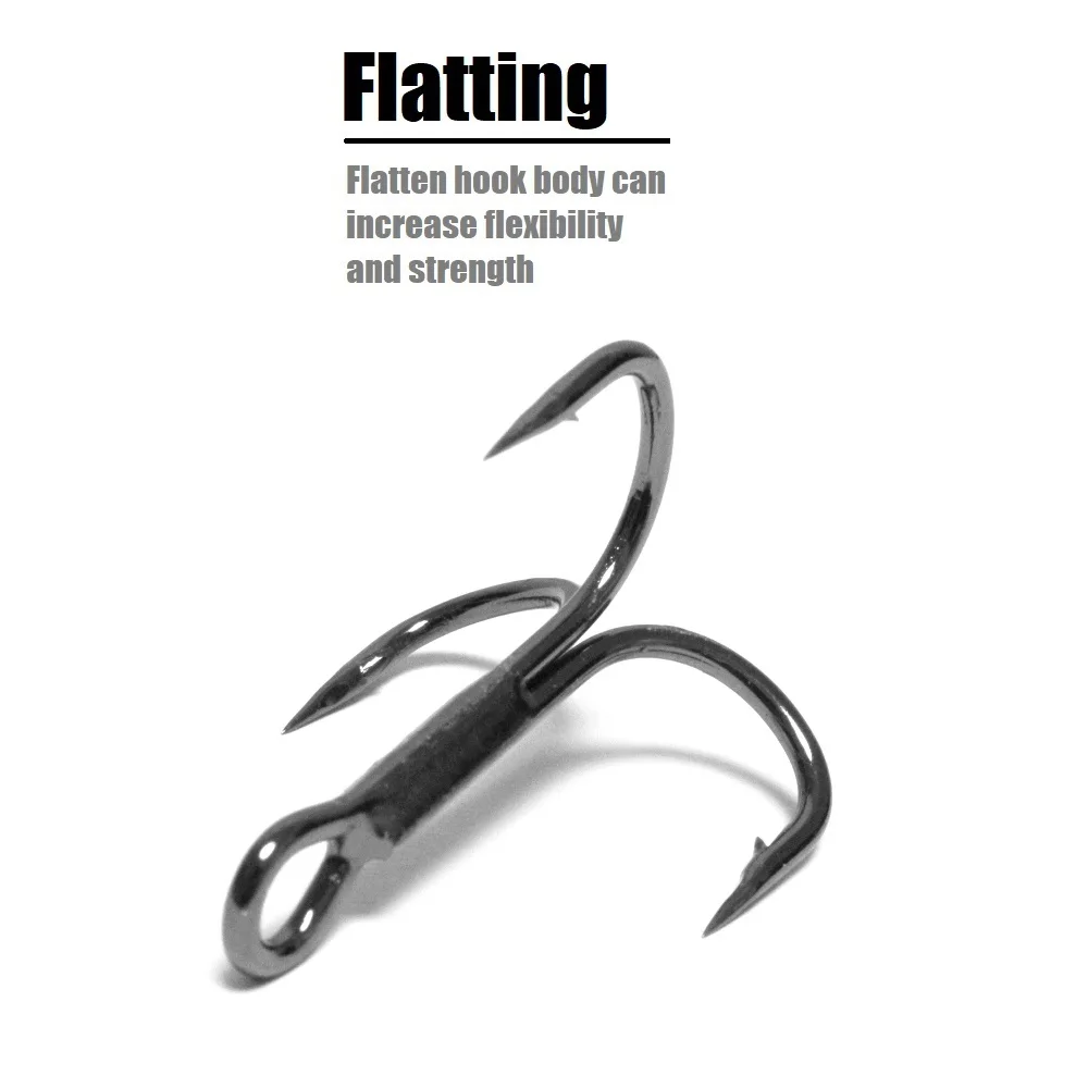 4X Strong Size #6 #4 #2 1/0 Black Nickle Round Bend Needle Point Forged High Quality Treble Fishing Hooks FH87HP30 - imagen 3