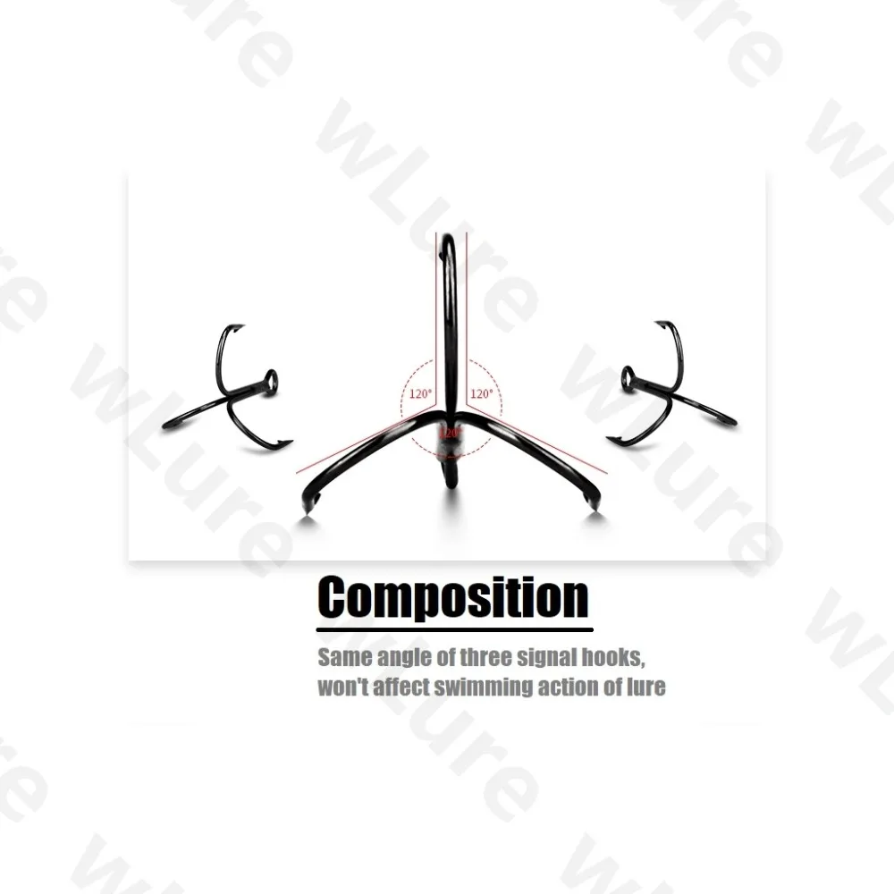 Anzuelo de pesca con curva redonda de níquel negro, anzuelo de pesca triple de alta calidad, cebo duro, lubina, Walleye, Crappie, aparejos de pesca FH1HP30, 30 anzuelos por paquete - imagen 5